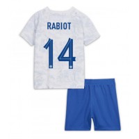 Camiseta Francia Adrien Rabiot #14 Visitante Equipación para niños Mundial 2022 manga corta (+ pantalones cortos)